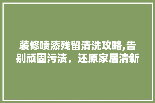 装修喷漆残留清洗攻略,告别顽固污渍，还原家居清新 公共建筑设计