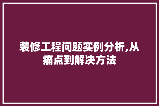 装修工程问题实例分析,从痛点到解决方法 工艺流程