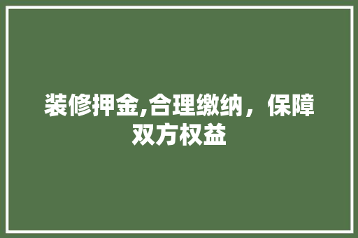 装修押金,合理缴纳，保障双方权益 常用建材