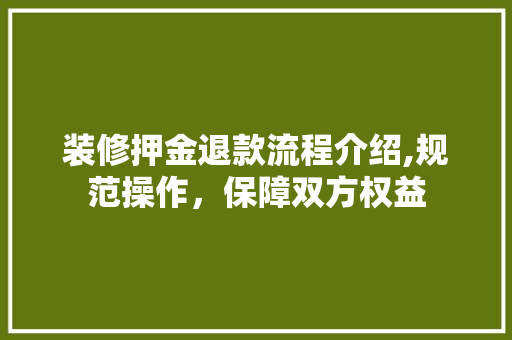 装修押金退款流程介绍,规范操作，保障双方权益 施工工艺