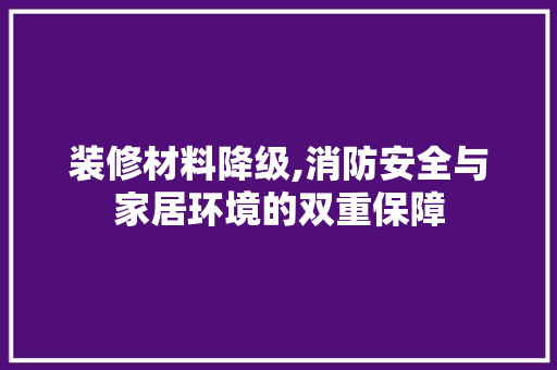 装修材料降级,消防安全与家居环境的双重保障 工艺流程