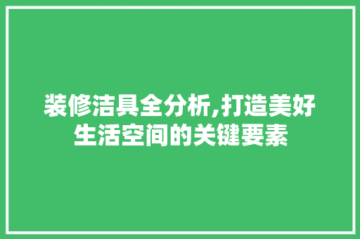 装修洁具全分析,打造美好生活空间的关键要素 施工技术