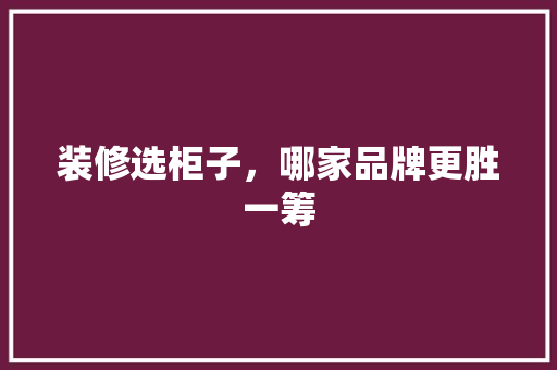 装修选柜子，哪家品牌更胜一筹 知识问答