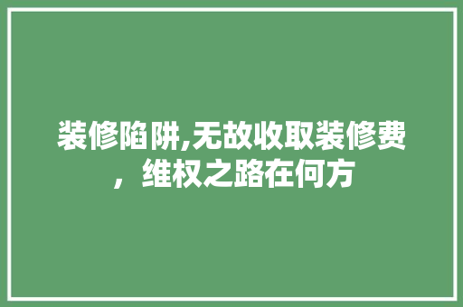 装修陷阱,无故收取装修费，维权之路在何方 常用建材