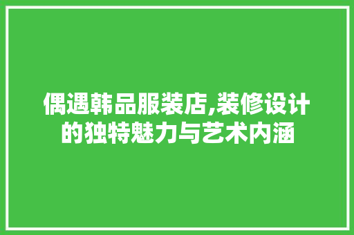 偶遇韩品服装店,装修设计的独特魅力与艺术内涵 施工管理