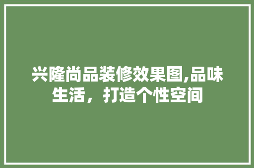 兴隆尚品装修效果图,品味生活，打造个性空间 施工工艺