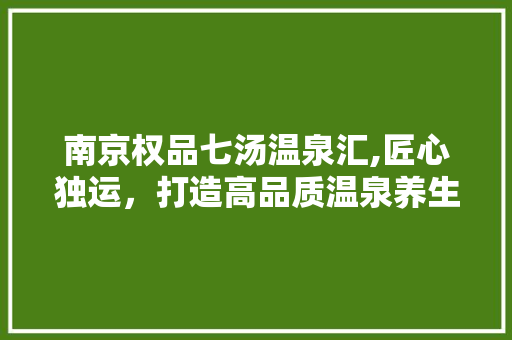 南京权品七汤温泉汇,匠心独运，打造高品质温泉养生新地标 常用建材
