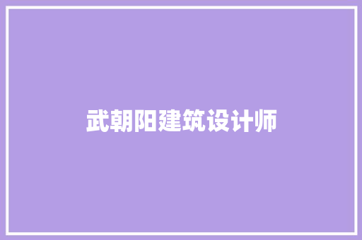 武朝阳建筑设计师 公共建筑设计
