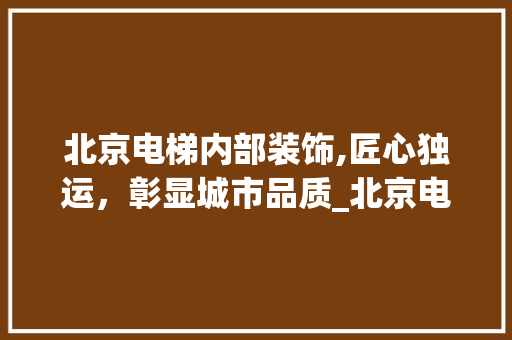 北京电梯内部装饰,匠心独运，彰显城市品质_北京电梯内部装饰 施工管理