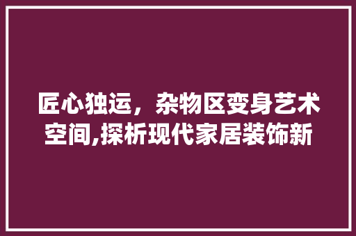 匠心独运，杂物区变身艺术空间,探析现代家居装饰新趋势_杂物区装饰 施工管理