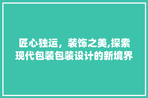 匠心独运，装饰之美,探索现代包装包装设计的新境界_做包包装饰 建筑设计