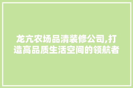 龙亢农场品清装修公司,打造高品质生活空间的领航者 建筑设计