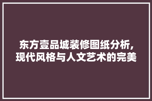 东方壹品城装修图纸分析,现代风格与人文艺术的完美融合 常见问题