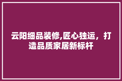 云阳细品装修,匠心独运，打造品质家居新标杆 工艺流程
