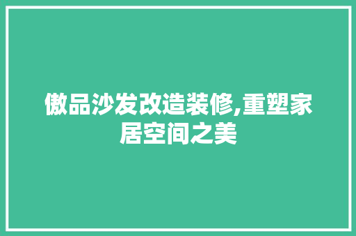 傲品沙发改造装修,重塑家居空间之美 施工技术