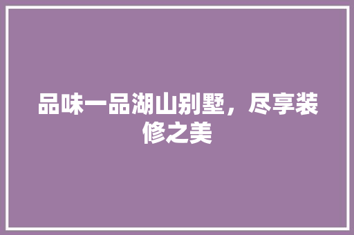 品味一品湖山别墅，尽享装修之美 工艺流程