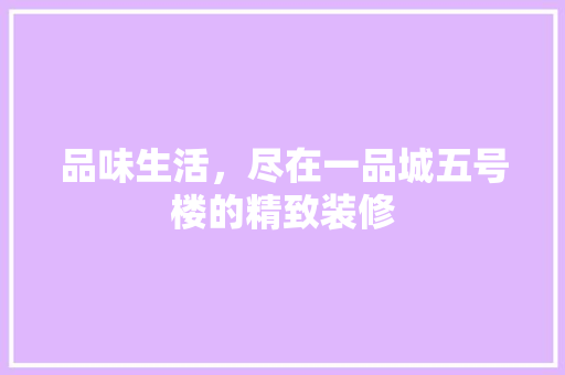 品味生活，尽在一品城五号楼的精致装修 知识问答