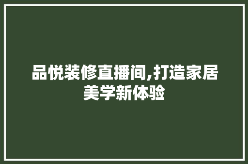 品悦装修直播间,打造家居美学新体验 施工技术