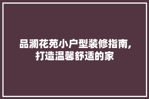 品澜花苑小户型装修指南,打造温馨舒适的家 设计原则
