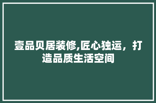壹品贝居装修,匠心独运，打造品质生活空间 施工管理