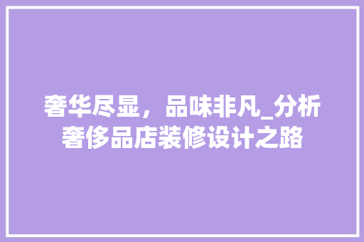 奢华尽显，品味非凡_分析奢侈品店装修设计之路 施工工艺