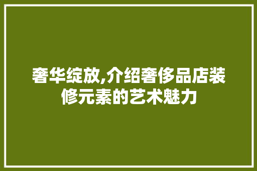 奢华绽放,介绍奢侈品店装修元素的艺术魅力 施工技术