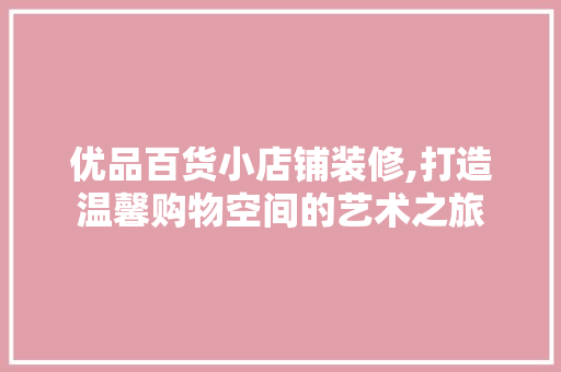 优品百货小店铺装修,打造温馨购物空间的艺术之旅 施工管理