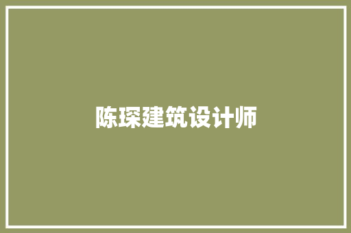 陈琛建筑设计师 常用建材