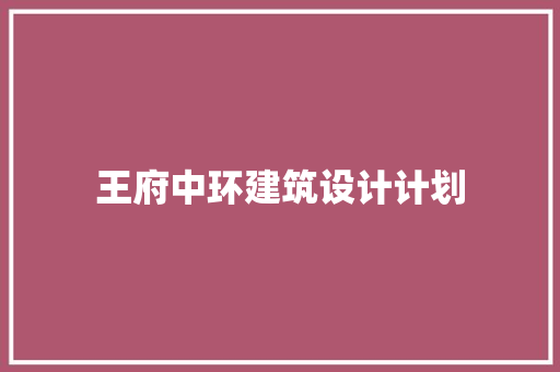 王府中环建筑设计计划 施工技术