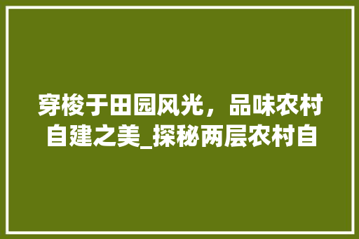 穿梭于田园风光，品味农村自建之美_探秘两层农村自建房的魅力_两层农村自建房图片 建筑设计
