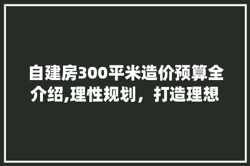 自建房300平米造价预算全介绍,理性规划，打造理想家园_自建房300平米造价预算 施工工艺