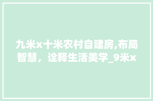 九米x十米农村自建房,布局智慧，诠释生活美学_9米x10米农村自建房平面图 建筑设计