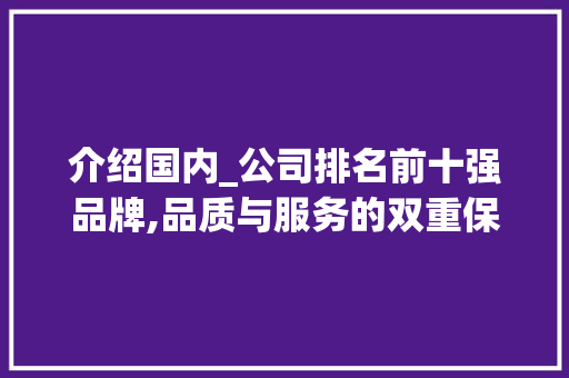 介绍国内_公司排名前十强品牌,品质与服务的双重保障_国内_公司排名前十强品牌