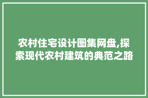 农村住宅设计图集网盘,探索现代农村建筑的典范之路_农村住宅设计图集网盘 工艺流程
