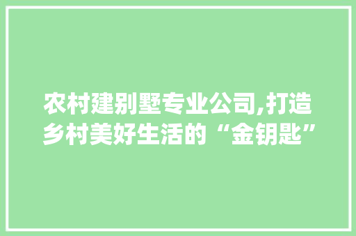农村建别墅专业公司,打造乡村美好生活的“金钥匙”_农村建别墅的专业公司利润 施工技术