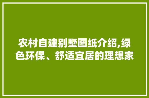 农村自建别墅图纸介绍,绿色环保、舒适宜居的理想家园_农村自建别墅图纸图片 施工管理