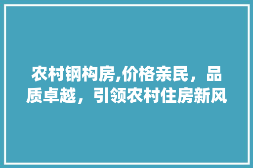 农村钢构房,价格亲民，品质卓越，引领农村住房新风尚_农村钢构房多少钱一平方 工艺流程