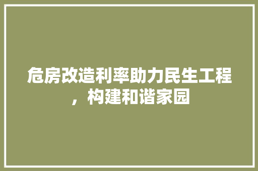 危房改造利率助力民生工程，构建和谐家园 生态建筑设计