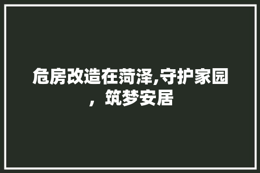 危房改造在菏泽,守护家园，筑梦安居 常用设备