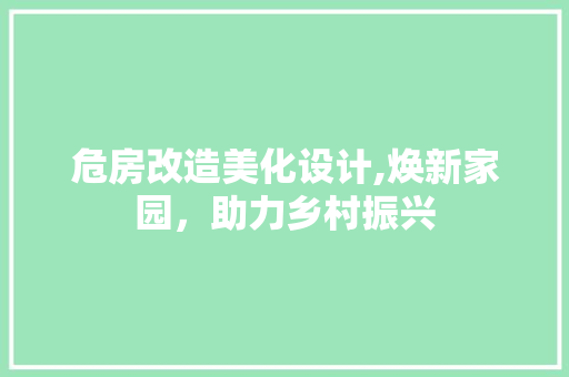 危房改造美化设计,焕新家园，助力乡村振兴 常用设备
