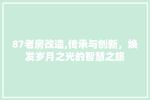 87老房改造,传承与创新，焕发岁月之光的智慧之旅 公共建筑设计