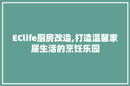EClife厨房改造,打造温馨家居生活的烹饪乐园 公共建筑设计