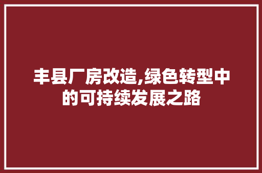 丰县厂房改造,绿色转型中的可持续发展之路