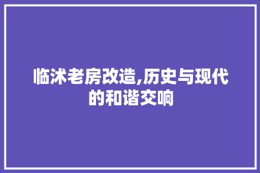 临沭老房改造,历史与现代的和谐交响