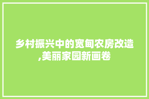乡村振兴中的宽甸农房改造,美丽家园新画卷