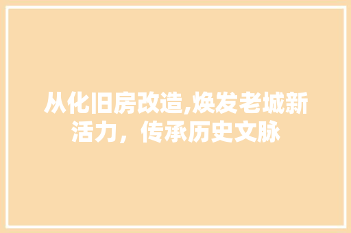 从化旧房改造,焕发老城新活力，传承历史文脉