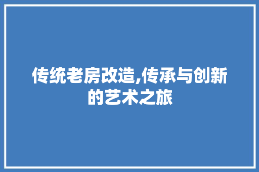 传统老房改造,传承与创新的艺术之旅
