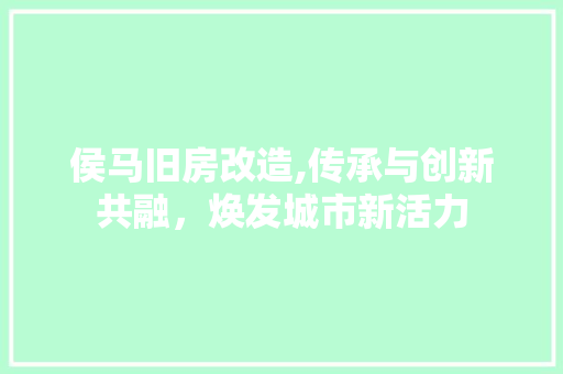 侯马旧房改造,传承与创新共融，焕发城市新活力 公共建筑设计