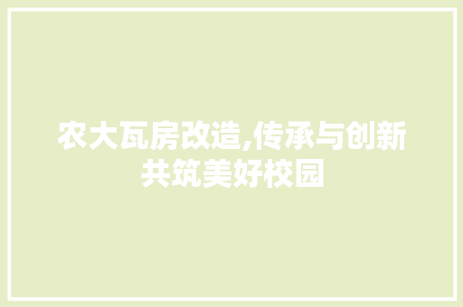 农大瓦房改造,传承与创新共筑美好校园 常用建材