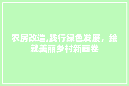 农房改造,践行绿色发展，绘就美丽乡村新画卷
